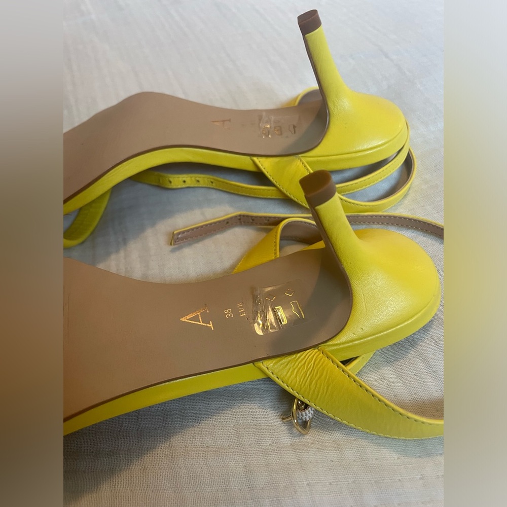 Anthropologie Yellow Heels Sandals - Picture 12 of 12